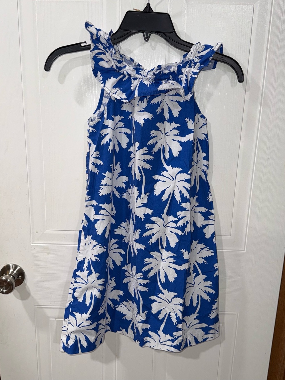 Kelly’s Kids Michaela Dress Girls Size 8 10 Blue with White Palm Tree Print